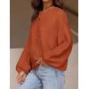 imageZESICA Womens Crew Neck Long Lantern Sleeve Casual Loose Ribbed Knit Solid Soft Pullover Sweater TopsOrange