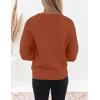 imageZESICA Womens Crew Neck Long Lantern Sleeve Casual Loose Ribbed Knit Solid Soft Pullover Sweater TopsOrange