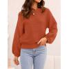 imageZESICA Womens Crew Neck Long Lantern Sleeve Casual Loose Ribbed Knit Solid Soft Pullover Sweater TopsOrange