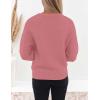 imageZESICA Womens Crew Neck Long Lantern Sleeve Casual Loose Ribbed Knit Solid Soft Pullover Sweater TopsPink