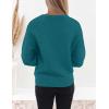 imageZESICA Womens Crew Neck Long Lantern Sleeve Casual Loose Ribbed Knit Solid Soft Pullover Sweater TopsTeal