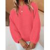 imageZESICA Womens Crew Neck Long Lantern Sleeve Casual Loose Ribbed Knit Solid Soft Pullover Sweater TopsWatermelon