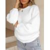 imageZESICA Womens Crew Neck Long Lantern Sleeve Casual Loose Ribbed Knit Solid Soft Pullover Sweater TopsWhite