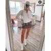 imageZESICA Womens Crew Neck Long Lantern Sleeve Casual Loose Ribbed Knit Solid Soft Pullover Sweater TopsWhite