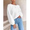 imageZESICA Womens Crew Neck Long Lantern Sleeve Casual Loose Ribbed Knit Solid Soft Pullover Sweater TopsWhite