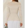 imageZESICA Womens Long Sleeve Crewneck Striped Shirts Spring Ribbed Knit Sweater Slim Fitted Casual Basic Tee TopsApricot