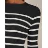 imageZESICA Womens Long Sleeve Crewneck Striped Shirts Spring Ribbed Knit Sweater Slim Fitted Casual Basic Tee TopsBlack