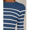 imageZESICA Womens Long Sleeve Crewneck Striped Shirts Spring Ribbed Knit Sweater Slim Fitted Casual Basic Tee TopsDarkblue