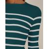 imageZESICA Womens Long Sleeve Crewneck Striped Shirts Spring Ribbed Knit Sweater Slim Fitted Casual Basic Tee TopsTeal