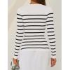 imageZESICA Womens Long Sleeve Crewneck Striped Shirts Spring Ribbed Knit Sweater Slim Fitted Casual Basic Tee TopsWhite
