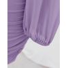 imageZESICA Womens Sexy V Neck Ruched Bodycon Mini Dress Puff Long Sleeve Cocktail Wedding Party Short DressesPurple