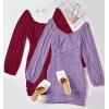 imageZESICA Womens Sexy V Neck Ruched Bodycon Mini Dress Puff Long Sleeve Cocktail Wedding Party Short DressesPurple