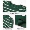 imageZESICA Womens Striped Puff Long Sleeve Tops Fall Crewneck Ribbed Knit Casual Pullover SweatersGreen