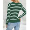 imageZESICA Womens Striped Puff Long Sleeve Tops Fall Crewneck Ribbed Knit Casual Pullover SweatersGreen
