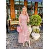 imageZESICA Womens Summer Short Sleeve Maxi Dress 2025 Casual Crewneck Pleated A Line Flowy Long Dresses with PocketsPink