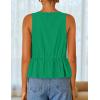 imageZESICA Womens Summer Sleeveless Tank Tops Crewneck Tie Front Loose Flowy Ruffle Peplum Babydoll BlousesGreen