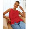imageZESICA Womens Summer Sleeveless Tank Tops Crewneck Tie Front Loose Flowy Ruffle Peplum Babydoll BlousesRed