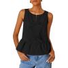 imageZESICA Womens Summer Sleeveless Tank Tops Crewneck Tie Front Loose Flowy Ruffle Peplum Babydoll BlousesBlack