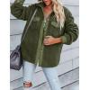 imageZESICA Womens Winter Casual Sherpa Fleece Jacket Long Sleeve Button Solid Warm Fuzzy Outwear Coat PocketsArmy Green