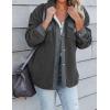 imageZESICA Womens Winter Casual Sherpa Fleece Jacket Long Sleeve Button Solid Warm Fuzzy Outwear Coat PocketsDark Grey