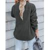 imageZESICA Womens Winter Casual Sherpa Fleece Jacket Long Sleeve Button Solid Warm Fuzzy Outwear Coat PocketsDark Grey