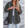 imageZESICA Womens Winter Casual Sherpa Fleece Jacket Long Sleeve Button Solid Warm Fuzzy Outwear Coat PocketsDark Grey