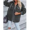 imageZESICA Womens Winter Casual Sherpa Fleece Jacket Long Sleeve Button Solid Warm Fuzzy Outwear Coat PocketsDark Grey