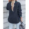 imageZESICA Womens Winter Casual Sherpa Fleece Jacket Long Sleeve Button Solid Warm Fuzzy Outwear Coat PocketsNavy Blue