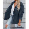 imageZESICA Womens Winter Casual Sherpa Fleece Jacket Long Sleeve Button Solid Warm Fuzzy Outwear Coat PocketsNavy Blue