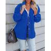 imageZESICA Womens Winter Casual Sherpa Fleece Jacket Long Sleeve Button Solid Warm Fuzzy Outwear Coat PocketsRoyal Blue