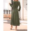 imageZESICA Womens Velvet Midi Dress Casual V Neck Long Sleeve Solid Color Elastic High Waist Flowy Evening Party DressesOlive Green