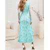 imageZESICA Womens Fall Floral Long Sleeve Maxi Dress 2025 Boho Bodycon V Neck Ruffle Wedding Party Long DressesLight Green