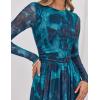 imageZESICA Womens Maxi Dress 2025 Fall Long Sleeve Crewneck Floral Print Mesh Ruched Party Wedding Guest DressesBlue