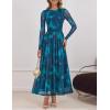imageZESICA Womens Maxi Dress 2025 Fall Long Sleeve Crewneck Floral Print Mesh Ruched Party Wedding Guest DressesBlue