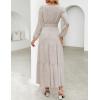 imageZESICA Womens 2025 Fall Long Sleeve Maxi Dress Floral Print V Neck Empire Waist A Line Tiered Flowy Boho Party DressesBeige