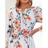 imageZESICA Womens 2025 Fall Long Sleeve Maxi Dress Floral Print V Neck Empire Waist A Line Tiered Flowy Boho Party DressesIvory