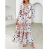 imageZESICA Womens 2025 Fall Long Sleeve Maxi Dress Floral Print V Neck Empire Waist A Line Tiered Flowy Boho Party DressesIvory