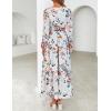 imageZESICA Womens 2025 Fall Long Sleeve Maxi Dress Floral Print V Neck Empire Waist A Line Tiered Flowy Boho Party DressesIvory