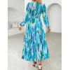 imageZESICA Womens 2025 Fall Long Sleeve Maxi Dress Floral Print V Neck Empire Waist A Line Tiered Flowy Boho Party DressesLakeblue