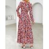 imageZESICA Womens 2025 Fall Long Sleeve Maxi Dress Floral Print V Neck Empire Waist A Line Tiered Flowy Boho Party DressesOrange