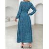 imageZESICA Womens 2025 Fall Long Sleeve Maxi Dress Floral Print V Neck Empire Waist A Line Tiered Flowy Boho Party DressesPeacockblue