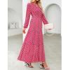 imageZESICA Womens 2025 Fall Long Sleeve Maxi Dress Floral Print V Neck Empire Waist A Line Tiered Flowy Boho Party DressesRed