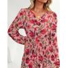 imageZESICA Womens 2025 Fall Long Sleeve Maxi Dress Floral Print V Neck Empire Waist A Line Tiered Flowy Boho Party DressesVintagepink