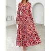 imageZESICA Womens 2025 Fall Long Sleeve Maxi Dress Floral Print V Neck Empire Waist A Line Tiered Flowy Boho Party DressesVintagepink