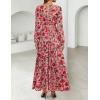 imageZESICA Womens 2025 Fall Long Sleeve Maxi Dress Floral Print V Neck Empire Waist A Line Tiered Flowy Boho Party DressesVintagepink