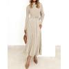 imageZESICA Womens 2025 Fall Turtleneck Long Sleeve Sweater Dress Tie Waist Casual Loose Ribbed Knit A Line Midi DressesApricot