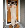 imageZESICA Womens 2025 Fall Turtleneck Long Sleeve Sweater Dress Tie Waist Casual Loose Ribbed Knit A Line Midi DressesApricot