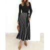imageZESICA Womens 2025 Fall Turtleneck Long Sleeve Sweater Dress Tie Waist Casual Loose Ribbed Knit A Line Midi DressesBlack