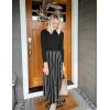 imageZESICA Womens 2025 Fall Turtleneck Long Sleeve Sweater Dress Tie Waist Casual Loose Ribbed Knit A Line Midi DressesBlack