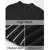 imageZESICA Womens 2025 Fall Turtleneck Long Sleeve Sweater Dress Tie Waist Casual Loose Ribbed Knit A Line Midi DressesBlack